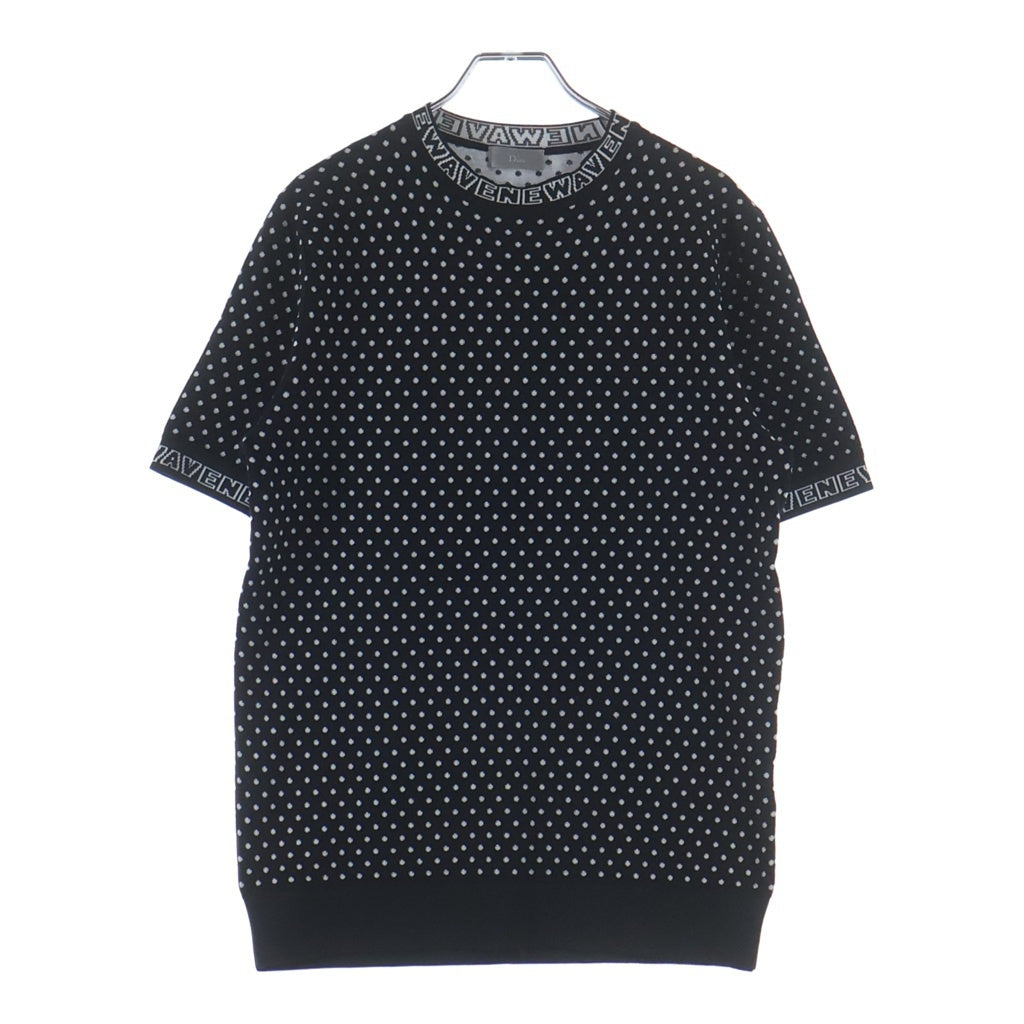Dior HOMME(ディオールオム) NEWAVE ニューウェーブ リブロゴ ドット 総柄 ウール 半袖 ニットセーター ブラック 733M633ZT649