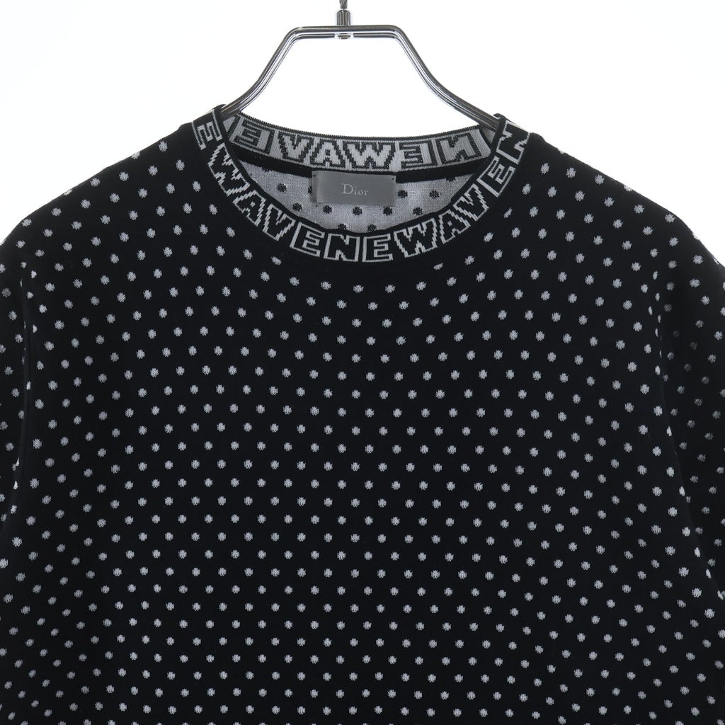 Dior HOMME(ディオールオム) NEWAVE ニューウェーブ リブロゴ ドット 総柄 ウール 半袖 ニットセーター ブラック 733M633ZT649