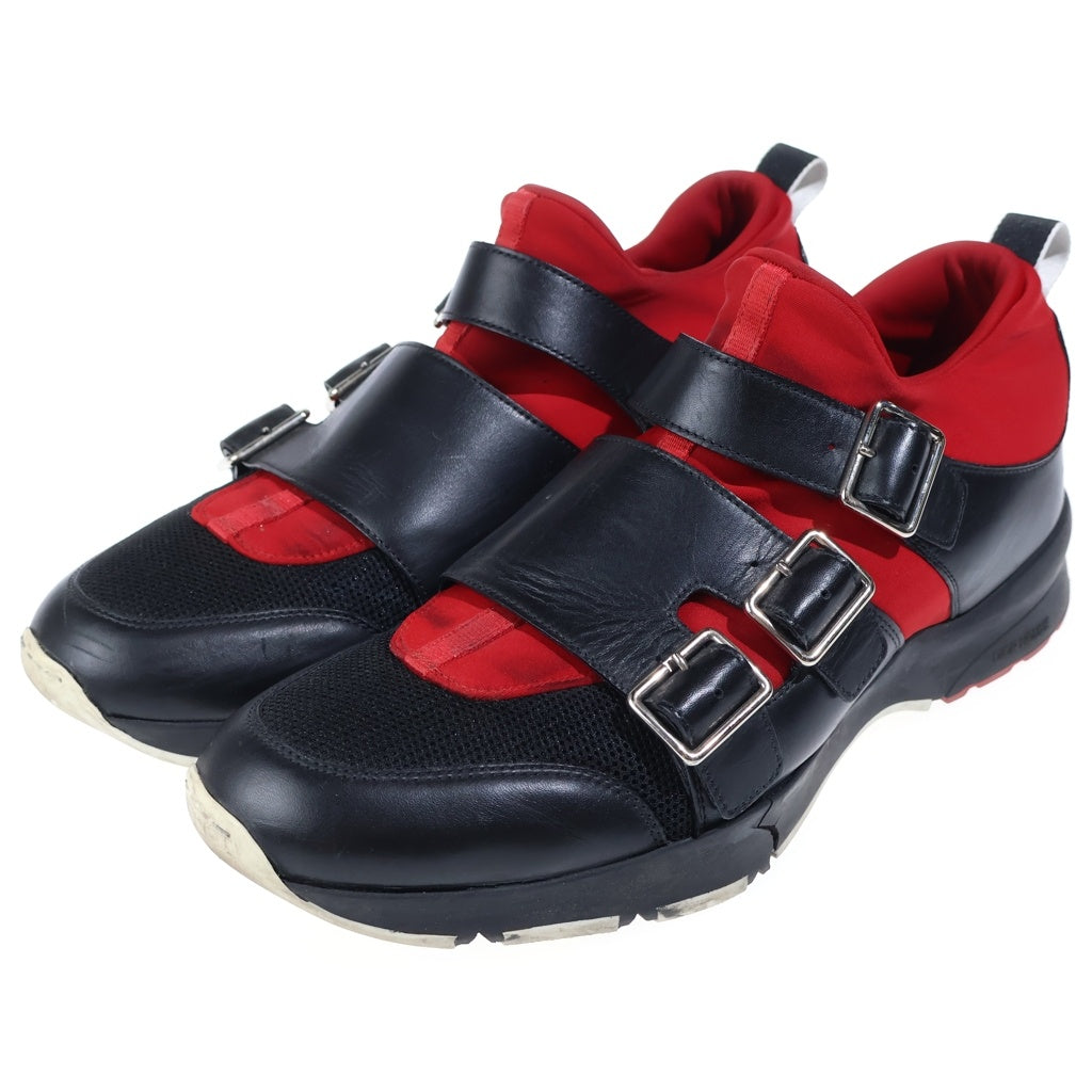 Dior HOMME(ディオールオム) レザーモンクストラップ メッシュ ローカットスニーカー ブラック/レッド