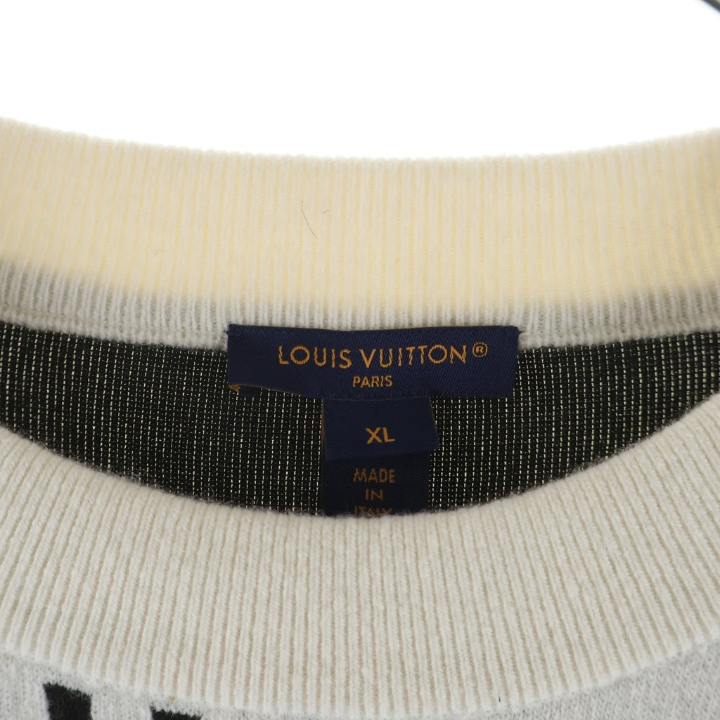 LOUIS VUITTON(ルイヴィトン) 23SS 総柄ロゴ ショルダーボタン ニットセーター レディース ホワイト/ブラック RW231D U39 FOKL20
