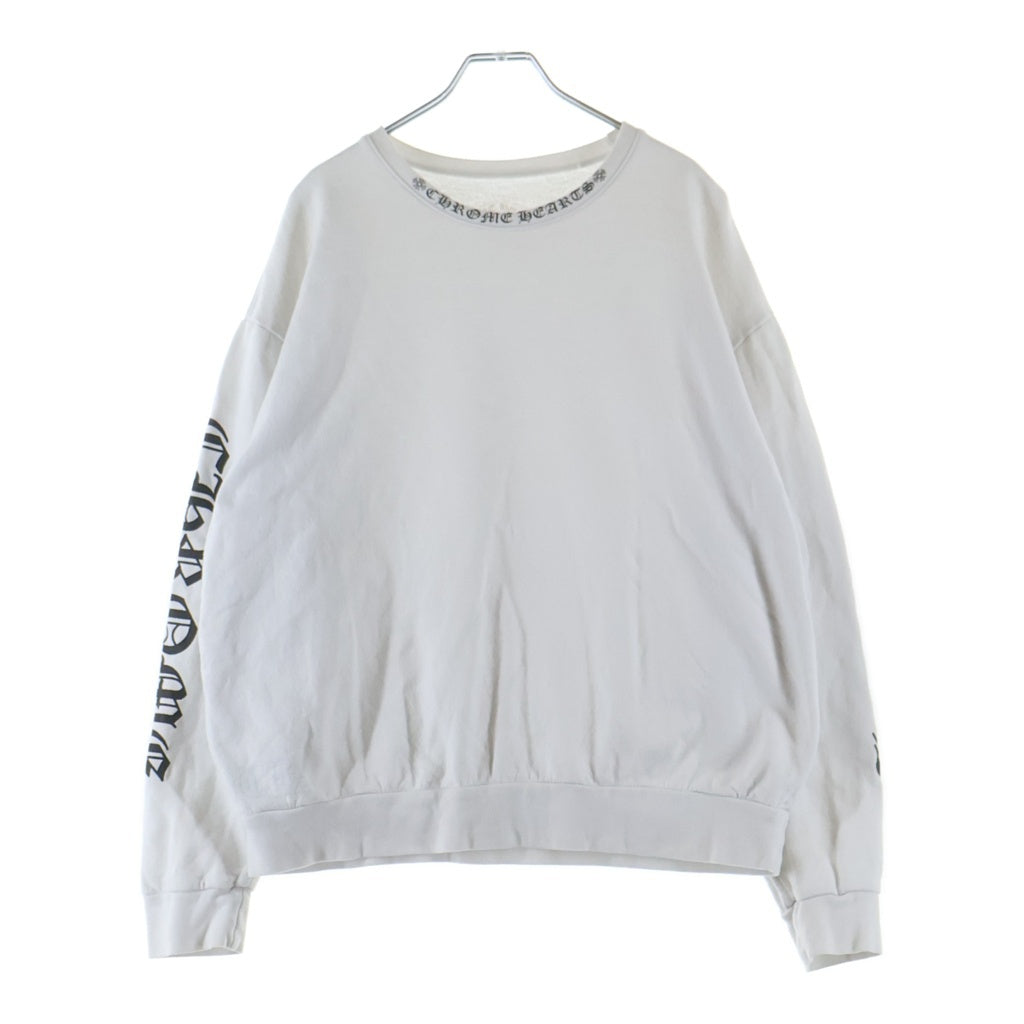 CHROME HEARTS クロムハーツ SWTSHRT PLVR ネックロゴプリント クルーネック スウェットトレーナー ホワイト CHROME HEARTS(クロムハーツ) SWTSHRT PLVR ネックロゴプリント クルー