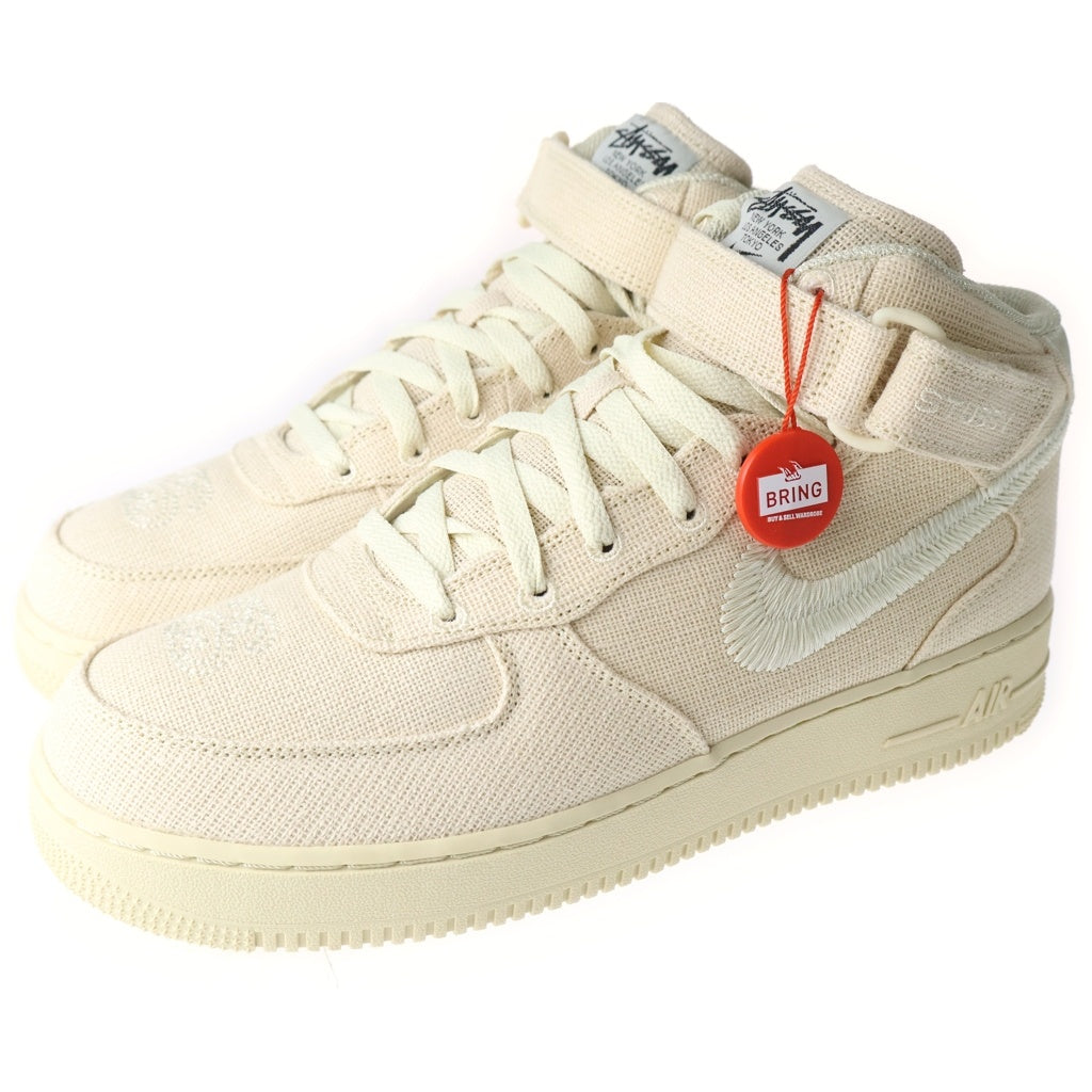 NIKE(ナイキ) ×STUSSY AIR FORCE1 '07 MID SP Fossil DJ7841-200 ステューシー エアフォース1 ミッドカットスニーカー アイボリー US10/28cm