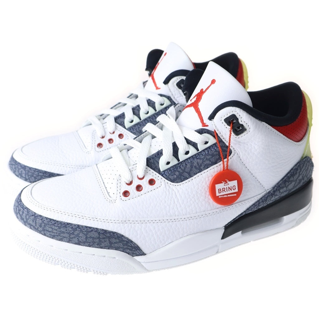 NIKE(ナイキ) Air Jordan 3 Retro SE-T CO JP Fire Red Denim エアジョーダン3 レトロ SE-T CO JP ファイヤー レッド デニム スニーカー US9/27cm ホワイト CZ6433-100