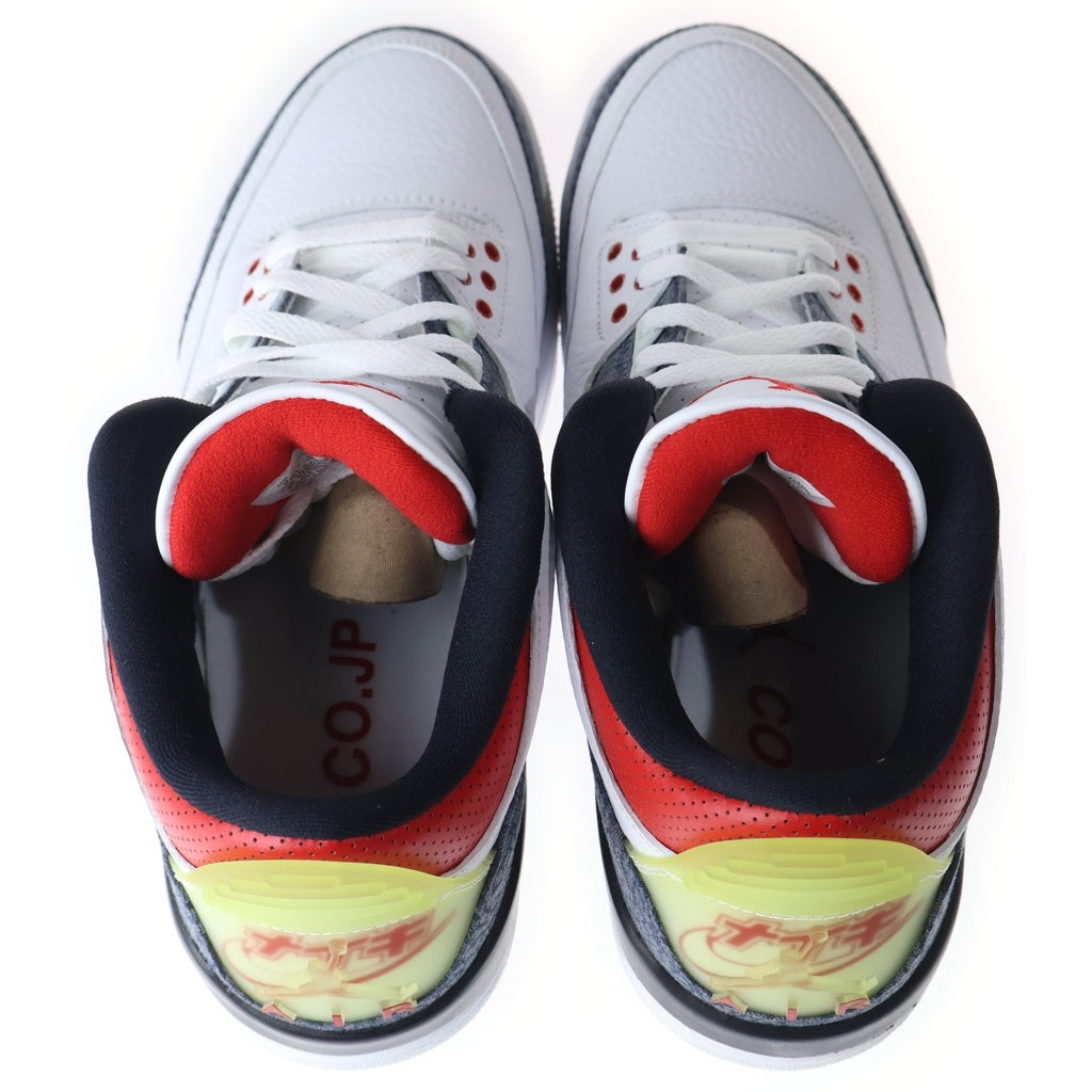 NIKE(ナイキ) Air Jordan 3 Retro SE-T CO JP Fire Red Denim エアジョーダン3 レトロ SE-T CO JP ファイヤー レッド デニム スニーカー US9/27cm ホワイト CZ6433-100