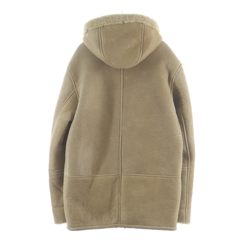 adidas YEEZY SEASON 3(イージー シーズンスリー) ラムレザー ジップアップ フーデッド ムートンジャケット ダメージ加工 コート ベージュ
