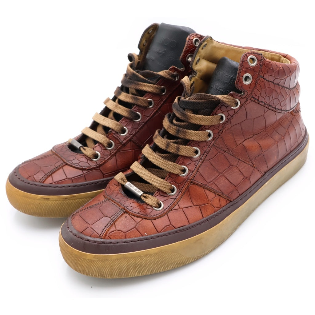 JIMMY CHOO(ジミーチュウ) Belgravia クロコ型押し ハイカットスニーカー ブラウン 42
