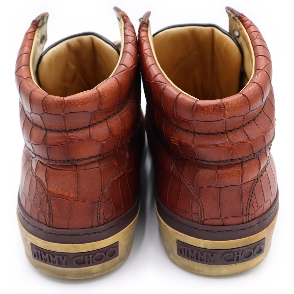 JIMMY CHOO(ジミーチュウ) Belgravia クロコ型押し ハイカットスニーカー ブラウン 42