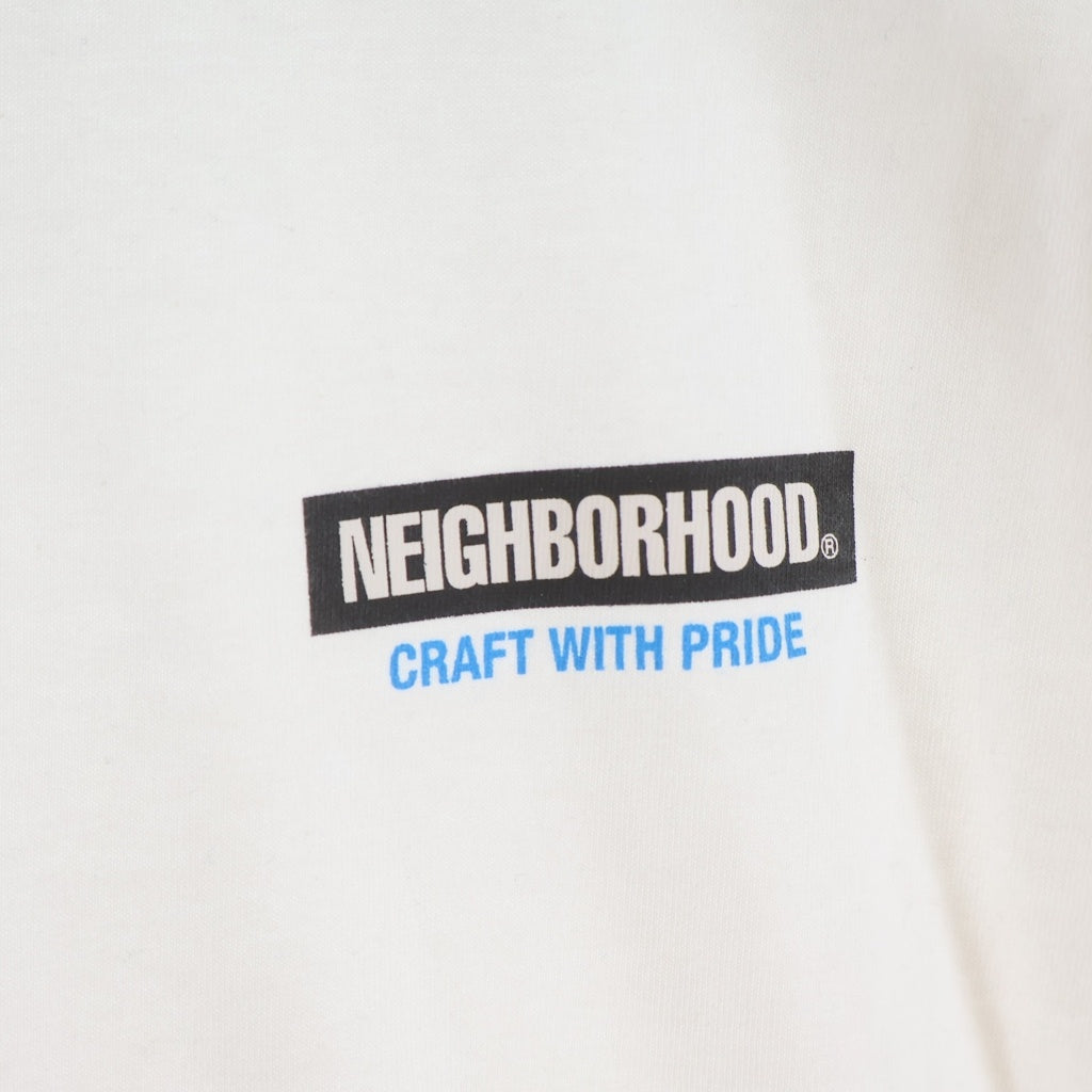 NEIGHBORHOOD(ネイバーフッド) 24AW ボックスロゴ プリント長袖Tシャツ ホワイト 242PCNH-LT16