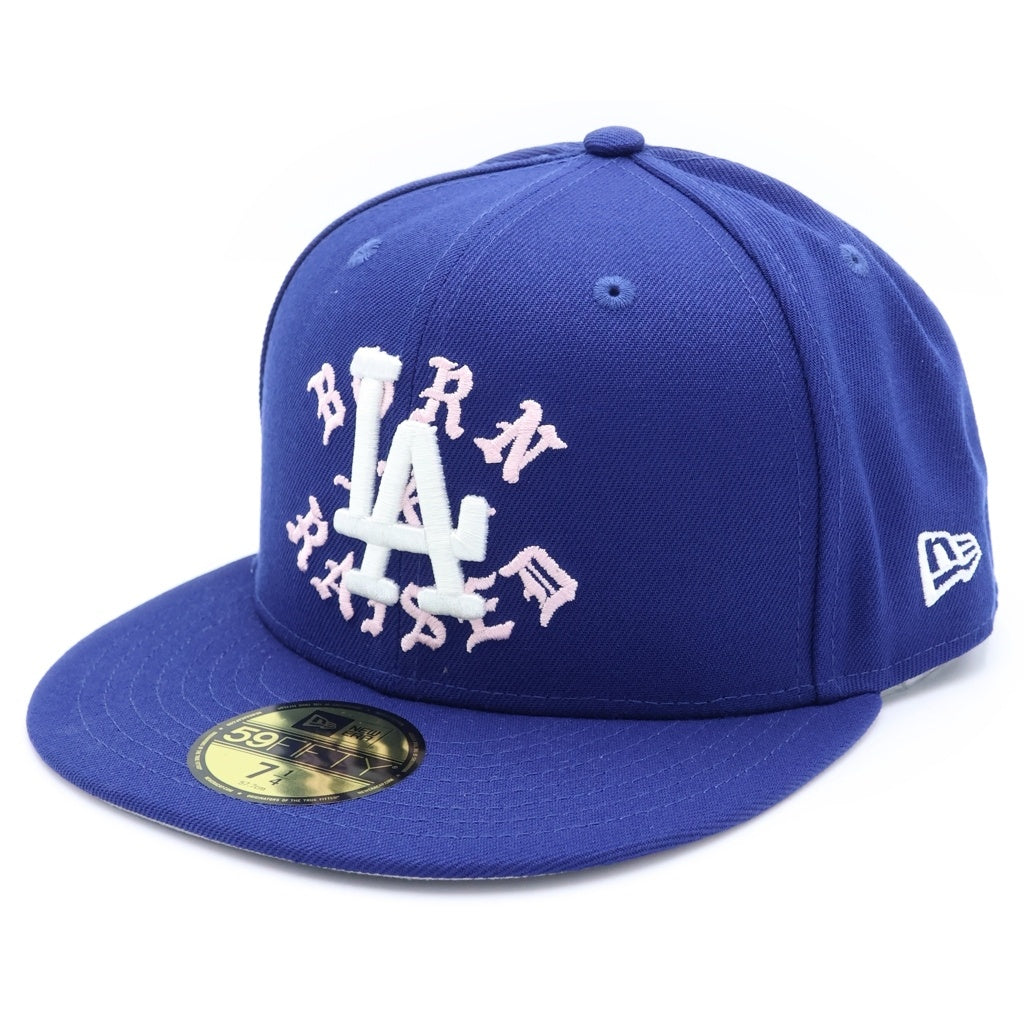 BORN X RAISED(ボーンアンドレイズド) ×NEW ERA 59FIFTY LA ROCKER HAT ニューエラ ドジャースロゴ 刺繍 ベースボールキャップ 帽子 ブルー