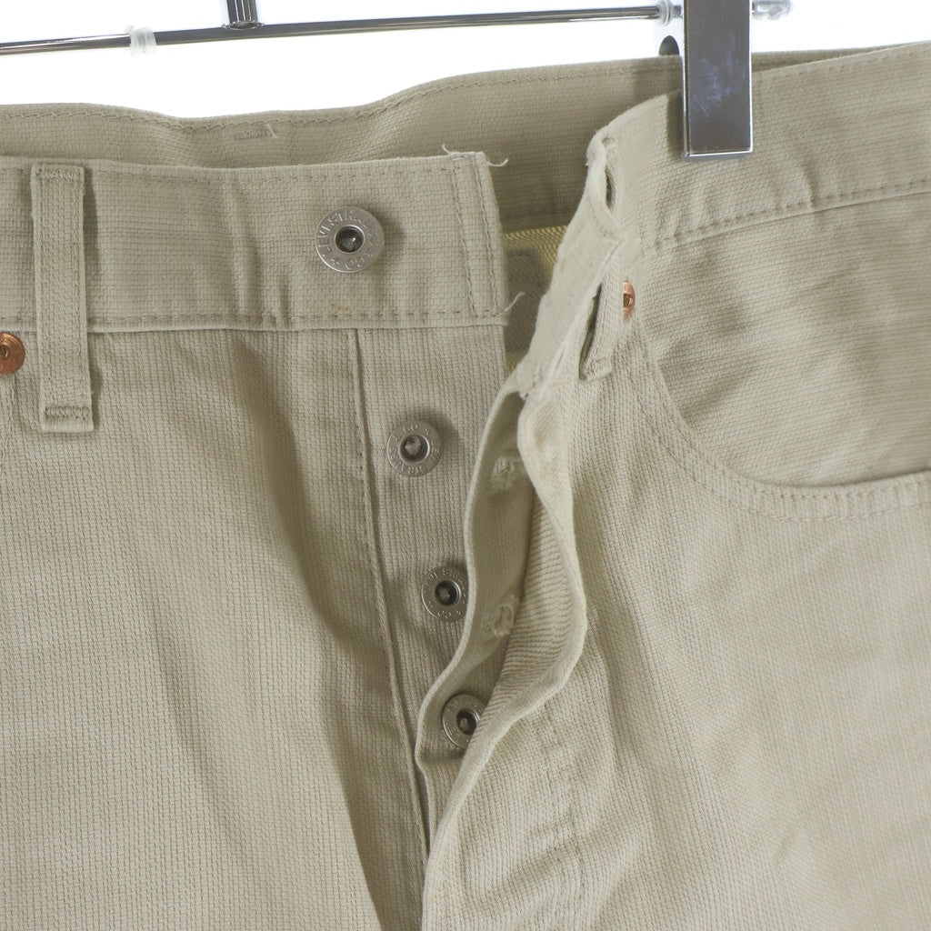Levi's VINTAGE CLOTHING(リーバイス ビンテージ クロージング) 90'S デッドストック 701-1121 ホワイトピケパンツ BIGE スライドバックル ボタン裏J22 91年製 ベージュ