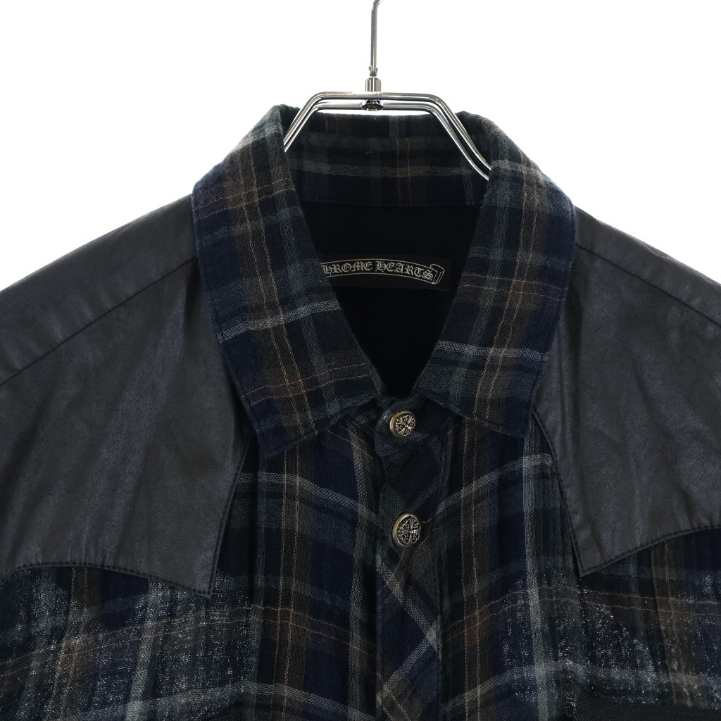 CHROME HEARTS(クロムハーツ) フローラルボタンダウン フランネル 長袖シャツ ブラック/シルバー