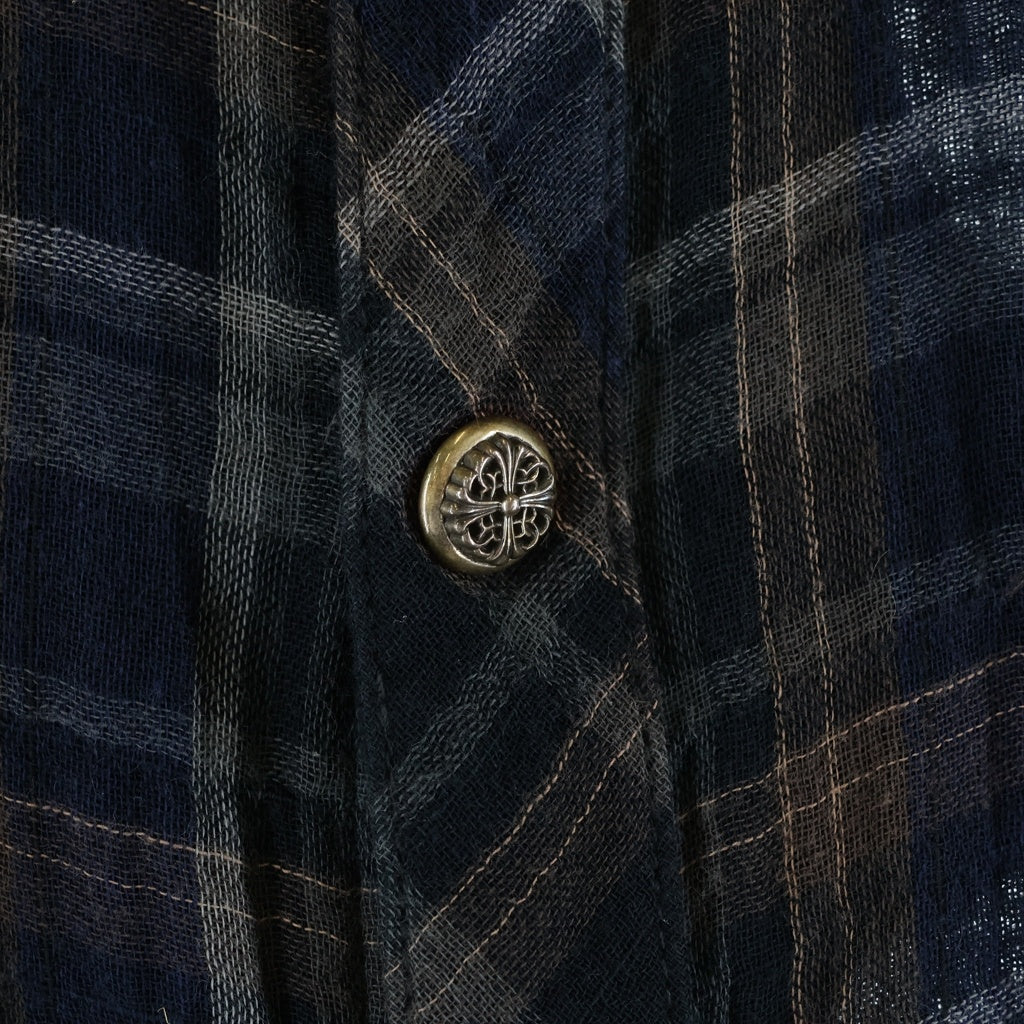 CHROME HEARTS(クロムハーツ) フローラルボタンダウン フランネル 長袖シャツ ブラック/シルバー