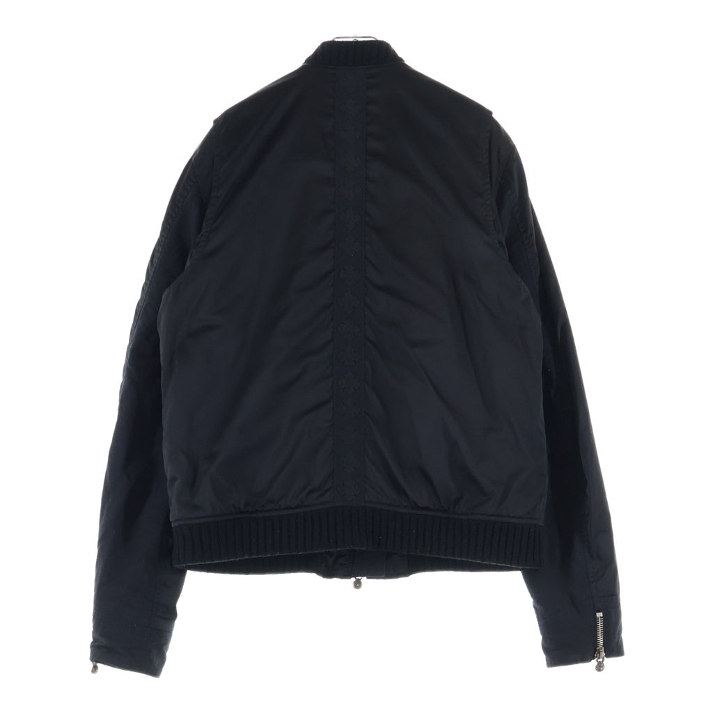 CHROME HEARTS(クロムハーツ) UNCLE VJ STN PLS STP MA-1 リブカシミヤ ジップアップ ナイロン フライトボンバージャケット ブラック/シルバー