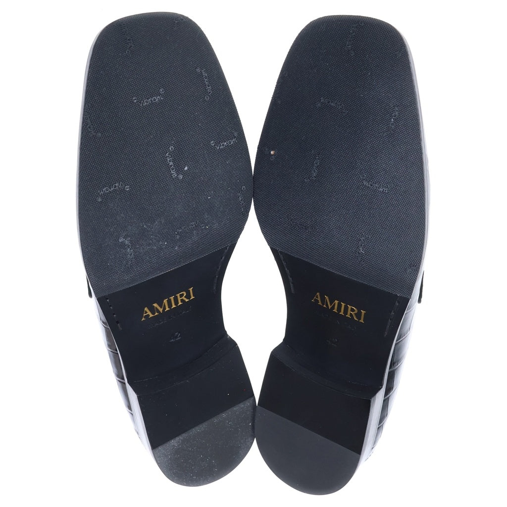 AMIRI(アミリ) MA プレートロゴ クロコエンボス 型押しレザー ローファー ブラック