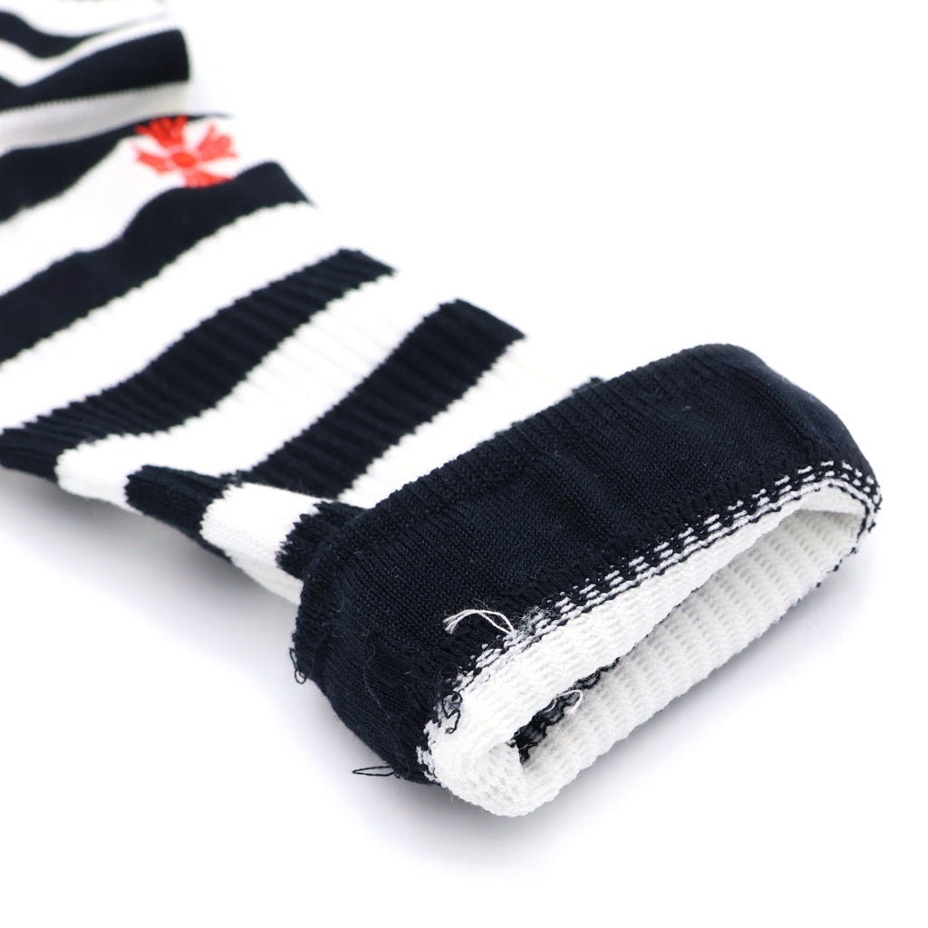 CHROME HEARTS(クロムハーツ) CHプラス刺繍 ストライプ ソックス 靴下 ホワイト/ブラック