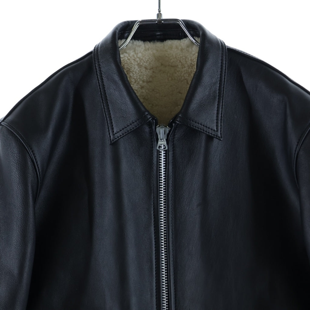 addict clothes(アディクトクローズ) ×MINEDENIM マインデニム シングルライダース ムートン ジャケット ブラック