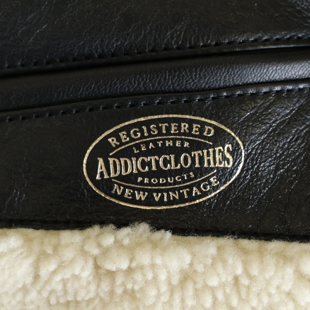 addict clothes(アディクトクローズ) ×MINEDENIM マインデニム シングルライダース ムートン ジャケット ブラック