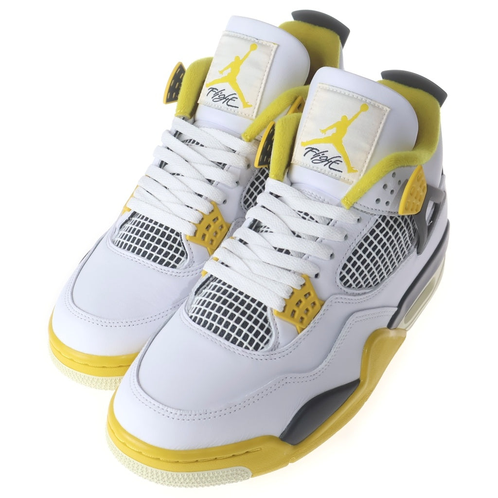 NIKE(ナイキ) WMNS AIR JORDAN 4 RETRO VIVID SULFUR AQ9129-101 エアジョーダン4 ミッドカットスニーカー ホワイト/イエロー/ブラック US12/29cm