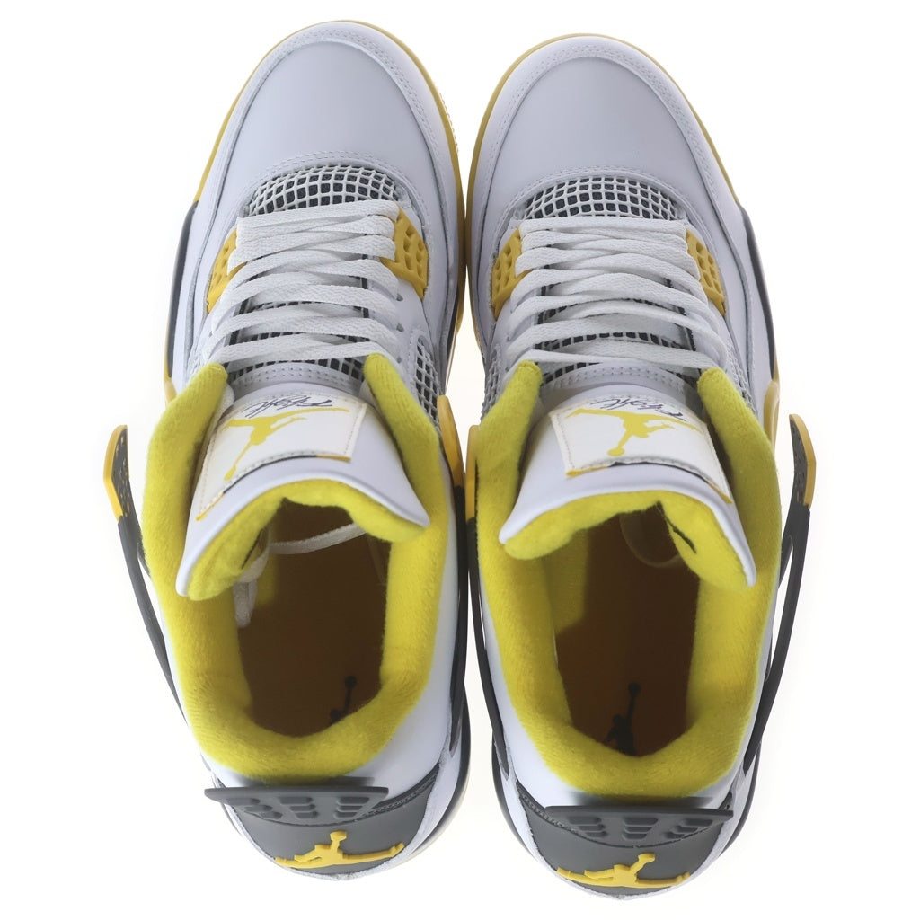 NIKE(ナイキ) WMNS AIR JORDAN 4 RETRO VIVID SULFUR AQ9129-101 エアジョーダン4 ミッドカットスニーカー ホワイト/イエロー/ブラック US12/29cm