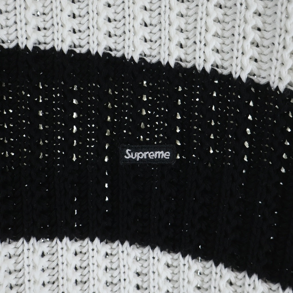 SUPREME(シュプリーム) 25SS Loose Gauge Small Box Sweater ルーズゲージ スモールボックスロゴ ボーダー コットン ニット セーター ブラック/ホワイト