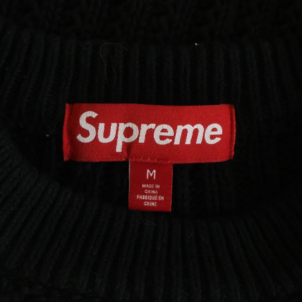 SUPREME(シュプリーム) 25SS Loose Gauge Small Box Sweater ルーズゲージ スモールボックスロゴ ボーダー コットン ニット セーター ブラック/ホワイト