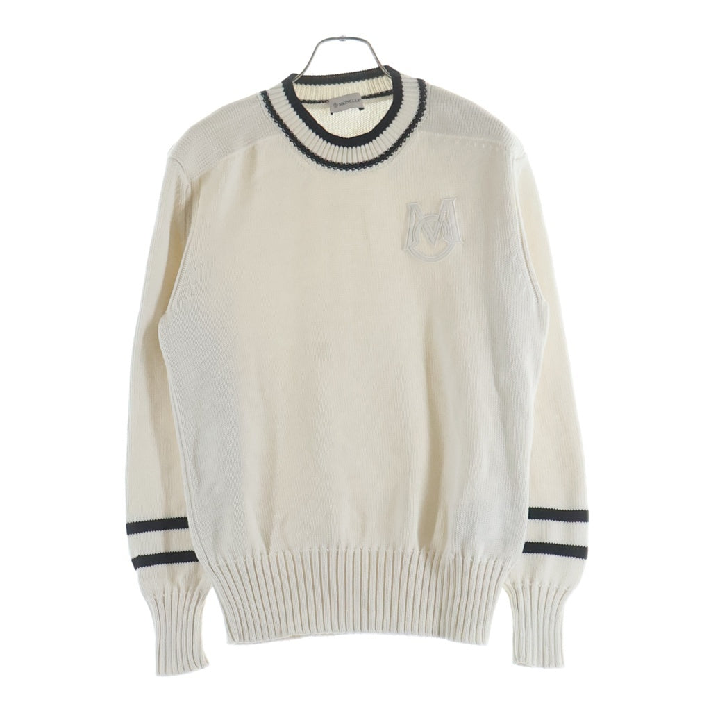 MONCLER(モンクレール) 23AW モノグラムパッチ コットン ニット セーター ホワイト I20919C00002 M1509