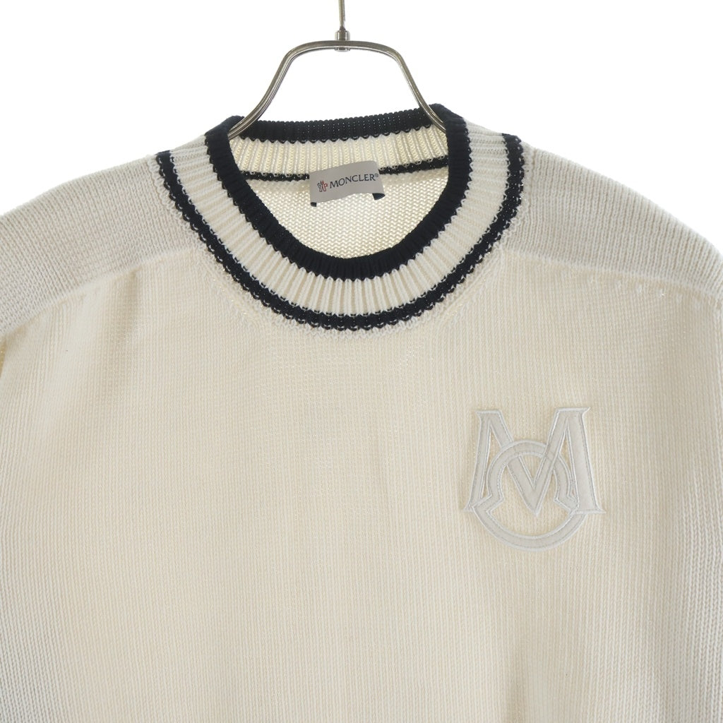 MONCLER(モンクレール) 23AW モノグラムパッチ コットン ニット セーター ホワイト I20919C00002 M1509