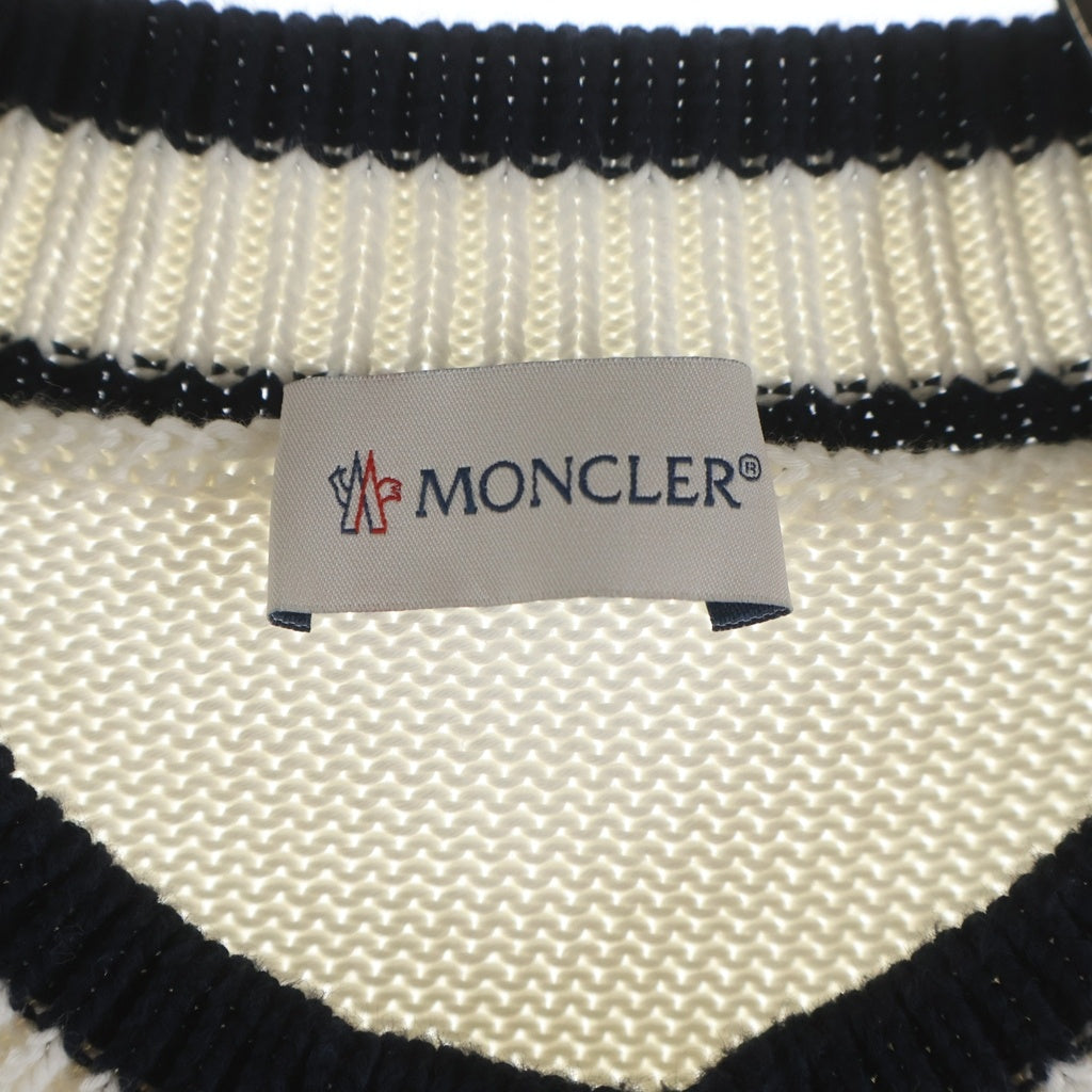 MONCLER(モンクレール) 23AW モノグラムパッチ コットン ニット セーター ホワイト I20919C00002 M1509