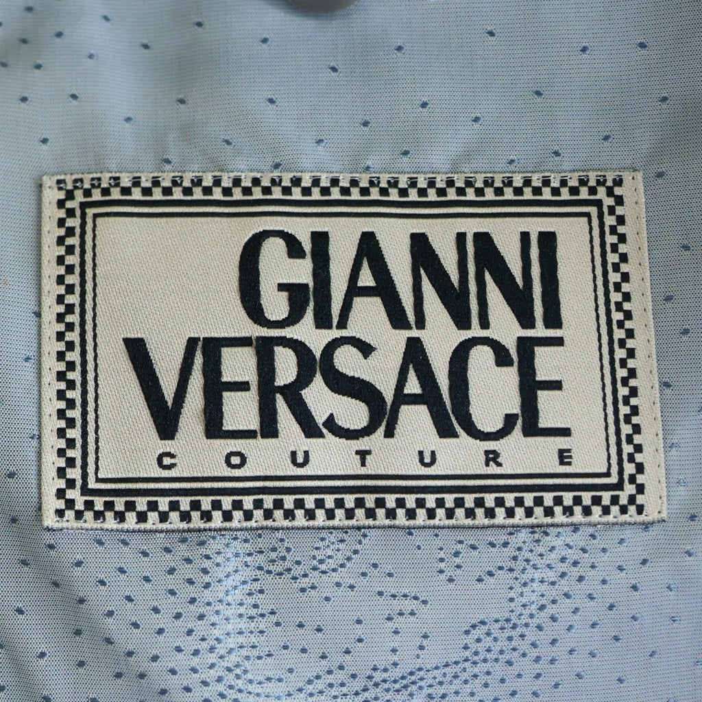 GIANNI VERSACE(ジャンニ ヴェルサーチ) シルク ウール 3B テーラードジャケット 2タック スラックスパンツ ライトブルー セットアップ