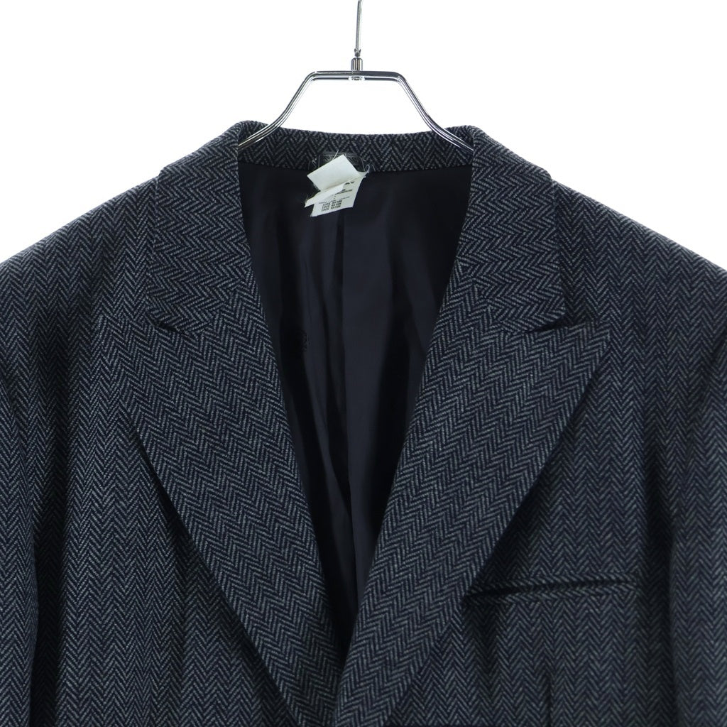 GIANNI VERSACE(ジャンニ ヴェルサーチ) ピークドラペルカラー 2B カシミヤ ウール テーラードジャケット グレー