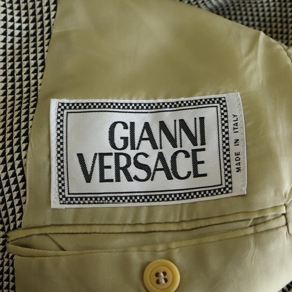 GIANNI VERSACE(ジャンニ ヴェルサーチ) メデゥーサボタン チェック 千鳥格子 1B テーラードジャケット グレー