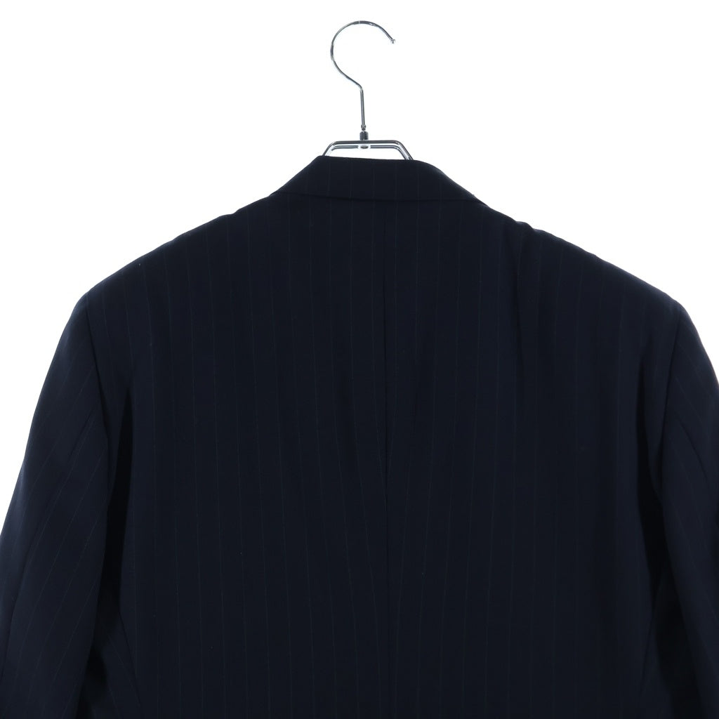 GIORGIO ARMANI(ジョルジオアルマーニ) ウール ピークドラペル ストライプ 1B ダブルテーラードジャケット ブラック