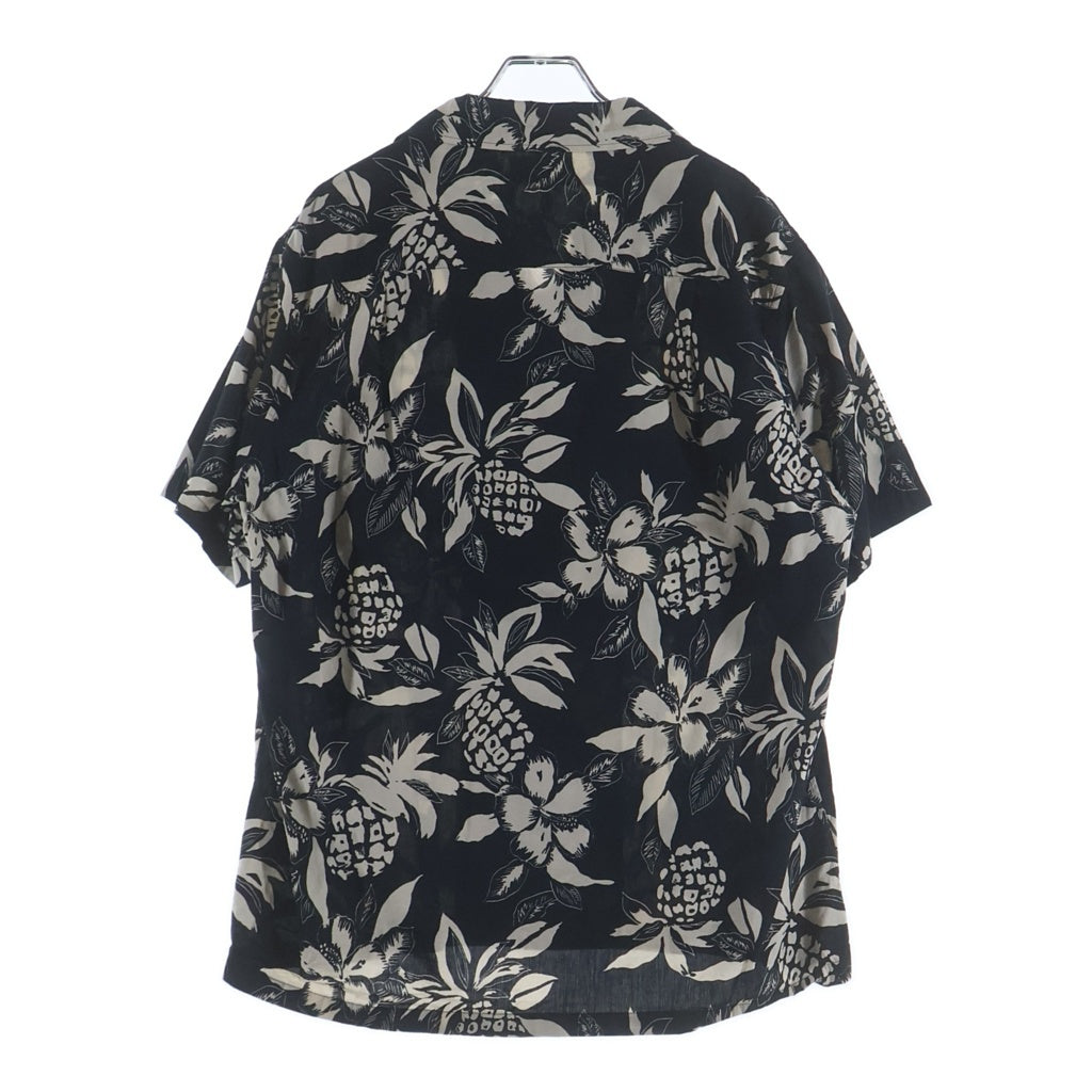 SAINT LAURENT PARIS(サンローランパリ) 17SS ハイビスカスパイナップル総柄 オープンカラー 半袖シャツ ブラック 415167 Y316P