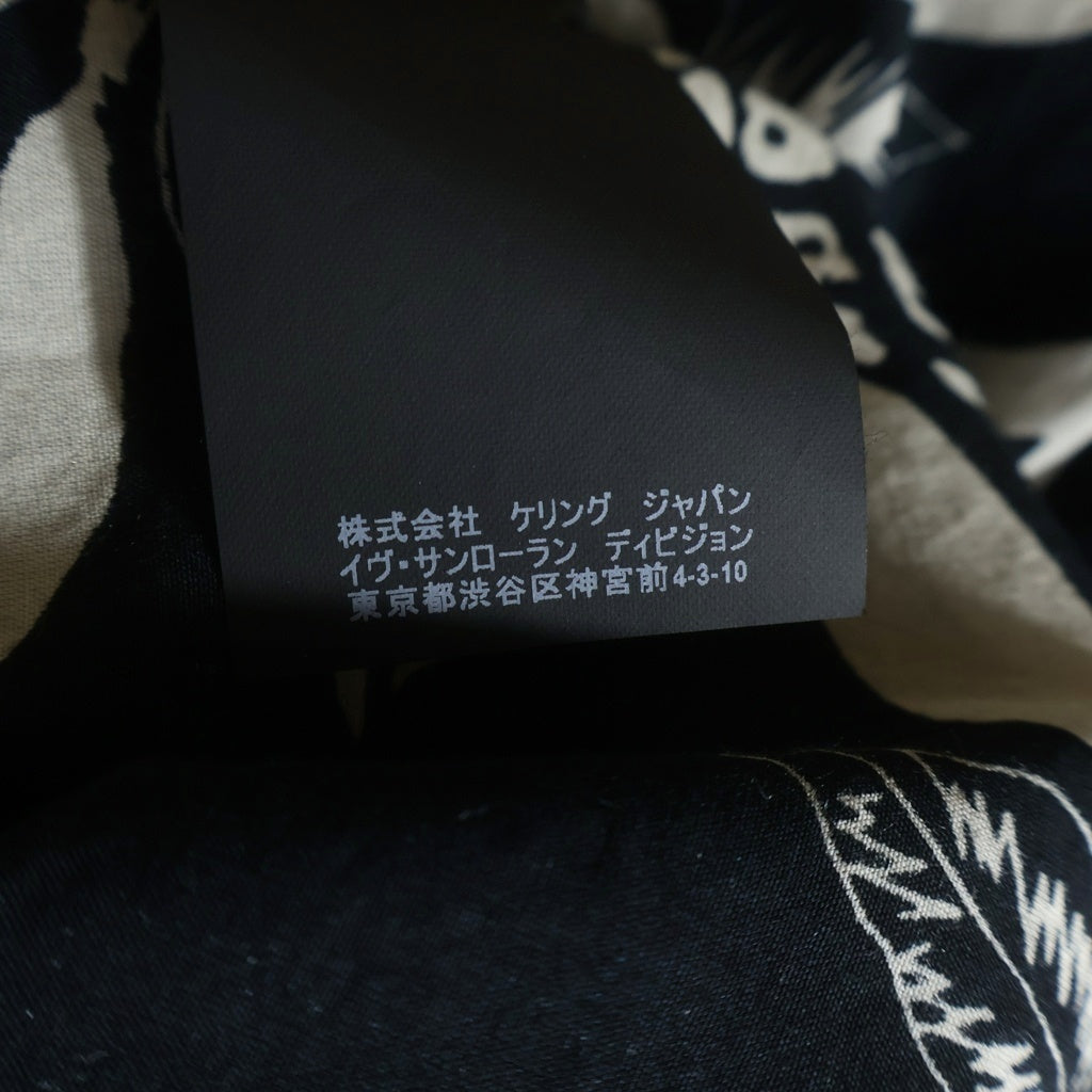 SAINT LAURENT PARIS(サンローランパリ) 17SS ハイビスカスパイナップル総柄 オープンカラー 半袖シャツ ブラック 415167 Y316P