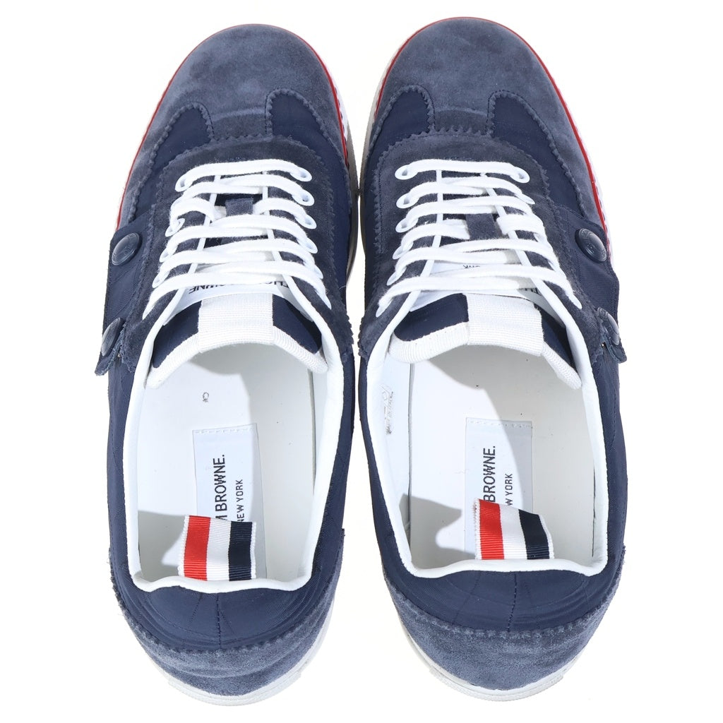 THOM BROWNE(トムブラウン) サイドボタン装飾 スエード ローカットスニーカー ネイビー