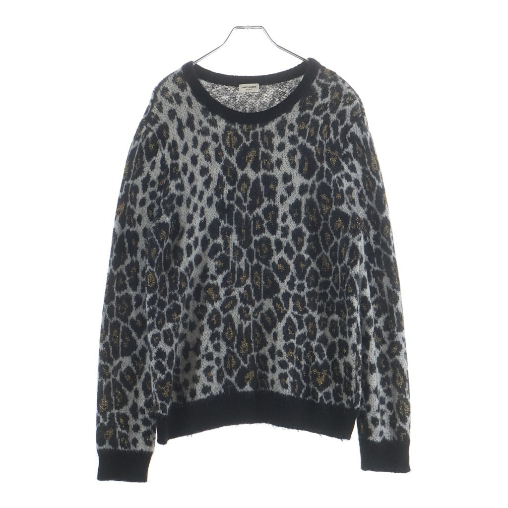SAINT LAURENT PARIS(サンローランパリ) レオパード 総柄 モヘア ニット セーター グレー 386335 Y1QR1