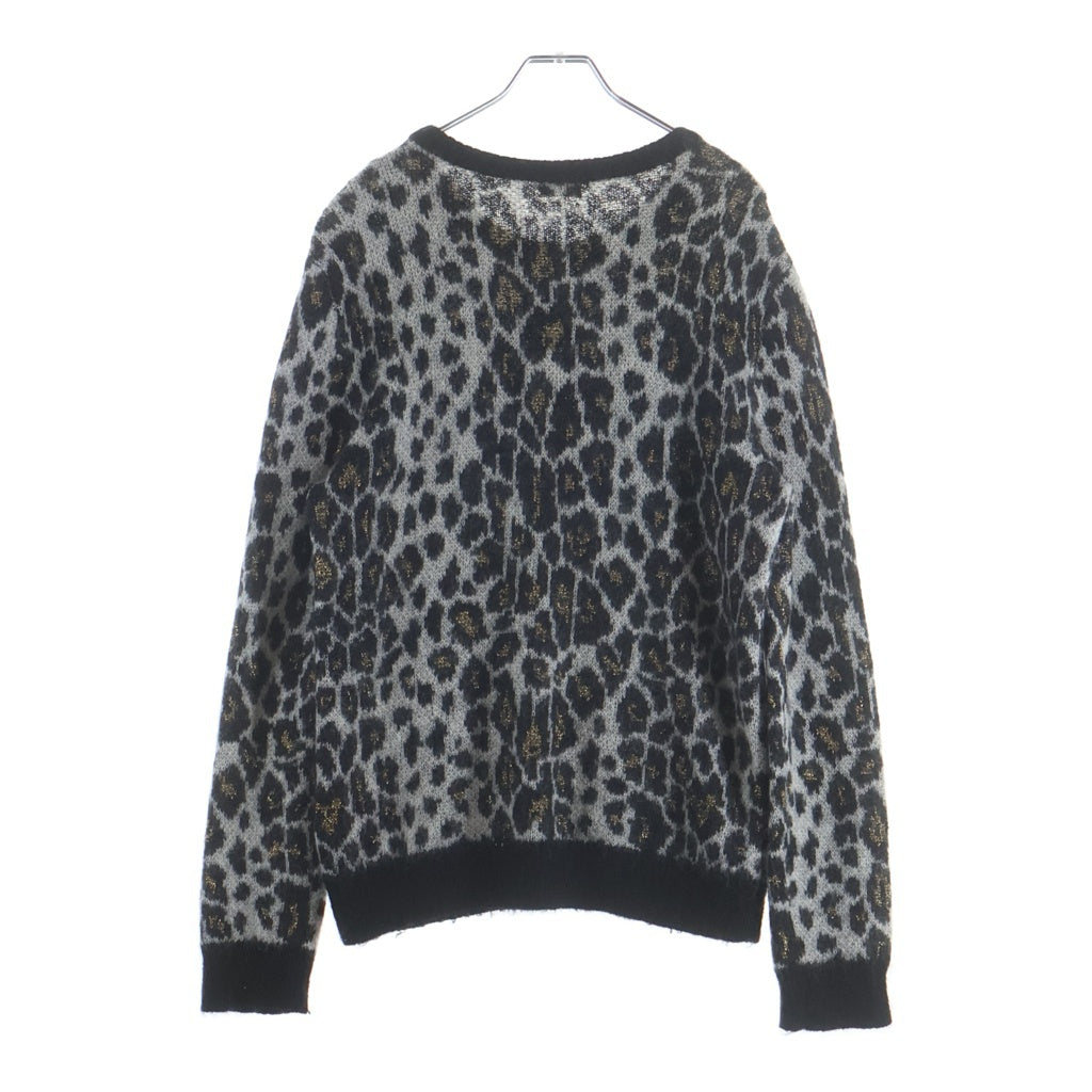 SAINT LAURENT PARIS(サンローランパリ) レオパード 総柄 モヘア ニット セーター グレー 386335 Y1QR1