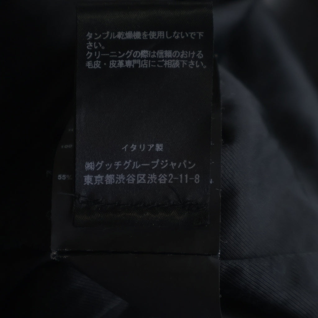 SAINT LAURENT PARIS(サンローランパリ) ラムレザー コットン切り替え ミリタリージャケット ブルゾン ブラック 314596