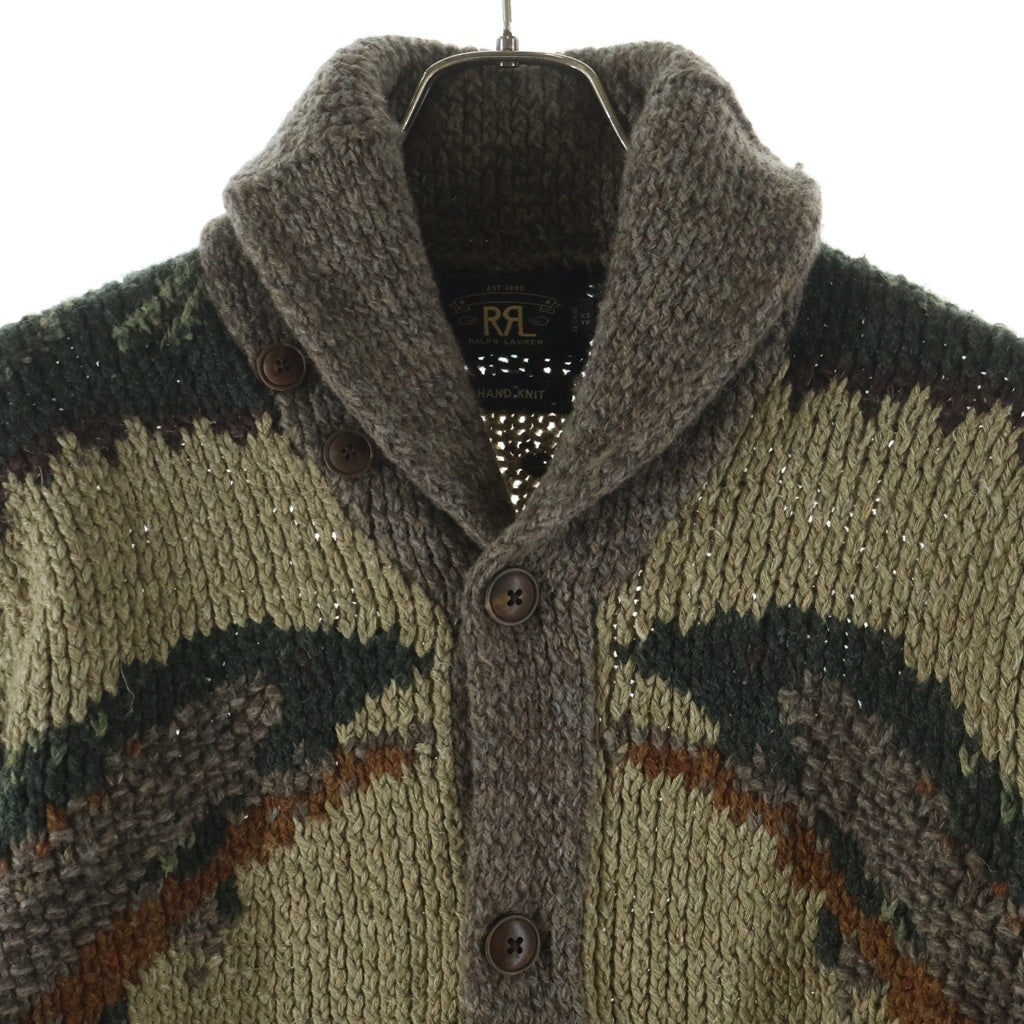 RRL(ダブルアールエル) HAND KNIT SHAWL CARDIGAN 一つ星 ハンドニット ウール ショールカラー カーディガン ベージュ