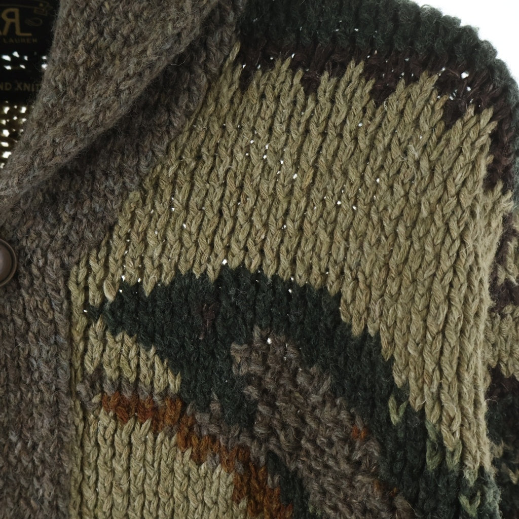 RRL(ダブルアールエル) HAND KNIT SHAWL CARDIGAN 一つ星 ハンドニット ウール ショールカラー カーディガン ベージュ