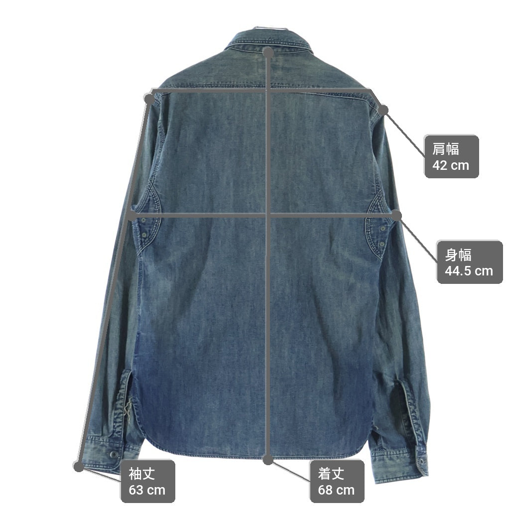 RRL(ダブルアールエル) シャンブレー デニム 長袖シャツ インディゴ
