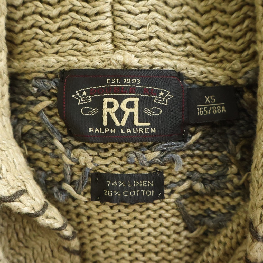 RRL(ダブルアールエル) 一つ星 リネン混 ショールカラー カーディガン ベージュ