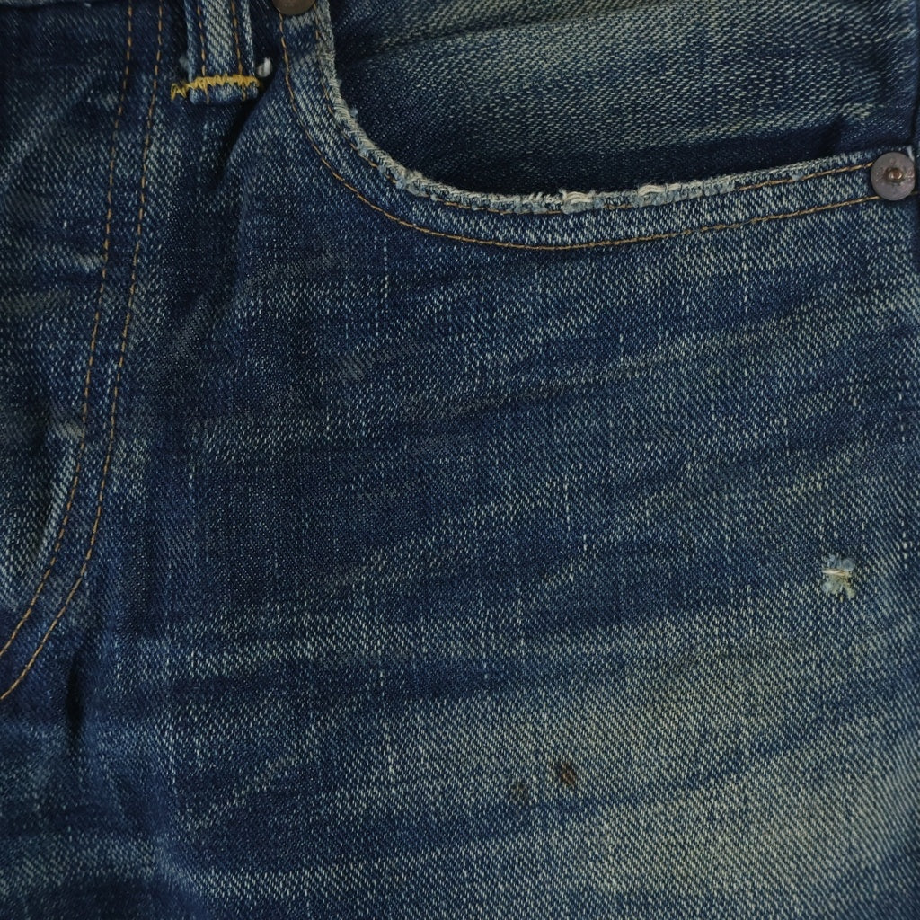 RRL(ダブルアールエル) SLIM NARROW JEANS スリム ナロー ウーブン加工 ダメージ ボタンフライ セルビッチ デニムパンツ インディゴ 782559122005