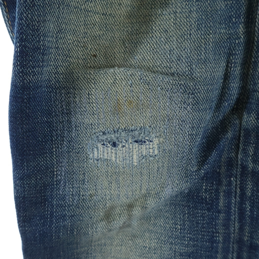 RRL(ダブルアールエル) SLIM NARROW JEANS スリム ナロー ウーブン加工 ダメージ ボタンフライ セルビッチ デニムパンツ インディゴ 782559122005