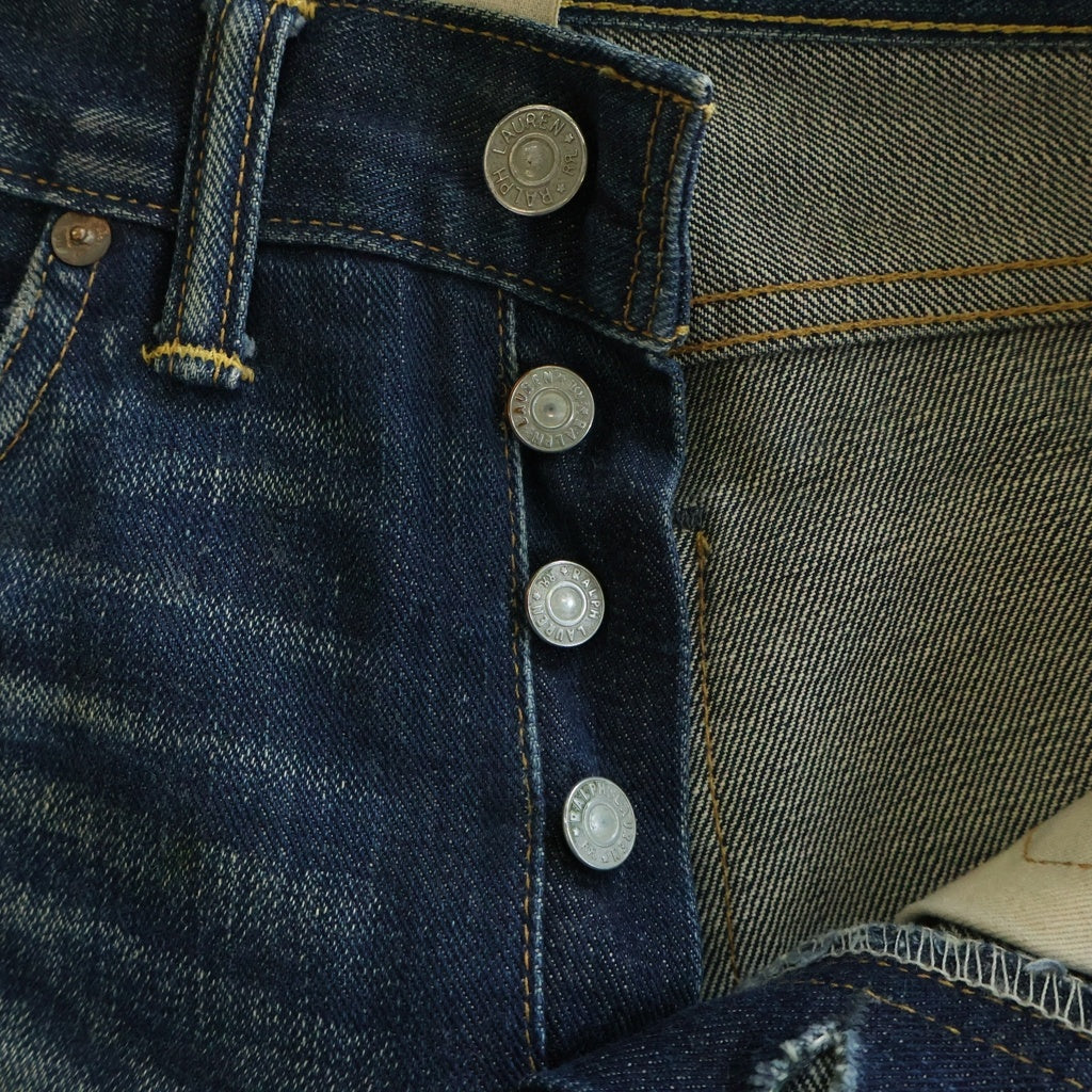 RRL(ダブルアールエル) SLIM NARROW JEANS スリム ナロー ウーブン加工 ダメージ ボタンフライ セルビッチ デニムパンツ インディゴ 782559122005
