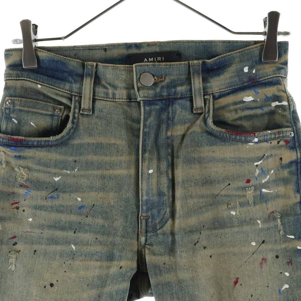 AMIRI(アミリ) 18AW ARTIST BROKEN JEAN アーティスト ブロークン ペイント ラメ ダメージ加工 デニム スキニーパンツ インディゴ