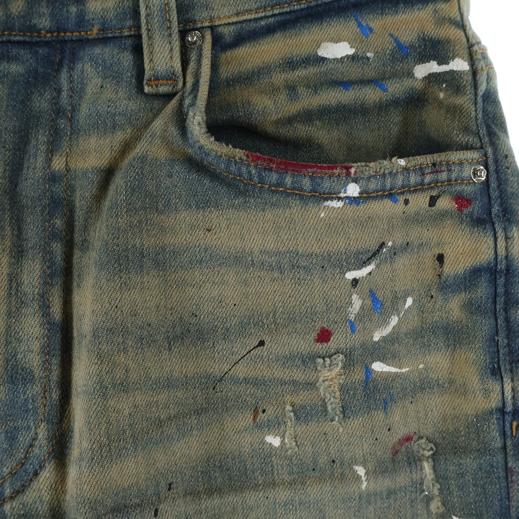 AMIRI(アミリ) 18AW ARTIST BROKEN JEAN アーティスト ブロークン ペイント ラメ ダメージ加工 デニム スキニーパンツ インディゴ
