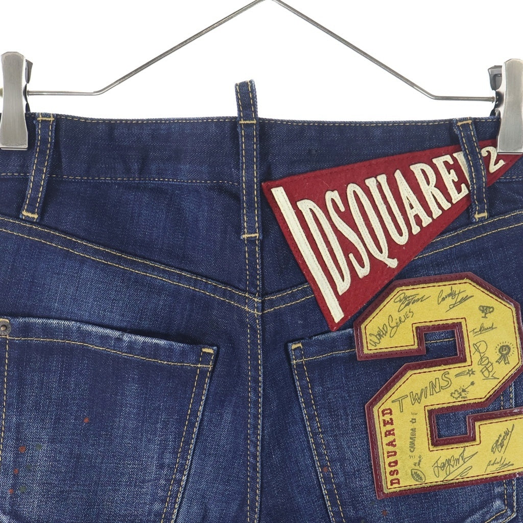 DSQUARED2(ディースクエアード) SEXY MERCURY JEAN セクシー マーキュリー ペイント ワッペンロゴ ストレッチ スキニーデニムパンツ インディゴ S74LB0766