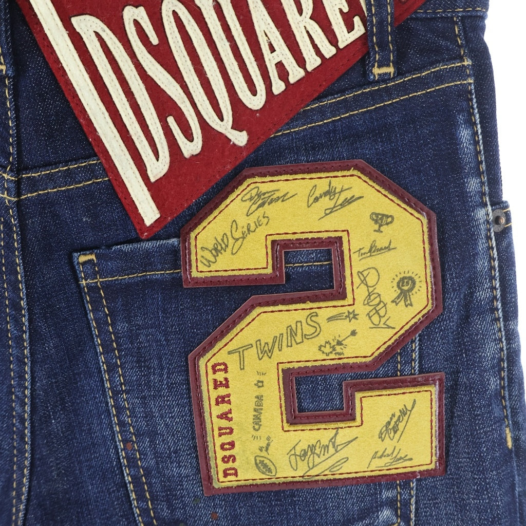 DSQUARED2(ディースクエアード) SEXY MERCURY JEAN セクシー マーキュリー ペイント ワッペンロゴ ストレッチ スキニーデニムパンツ インディゴ S74LB0766