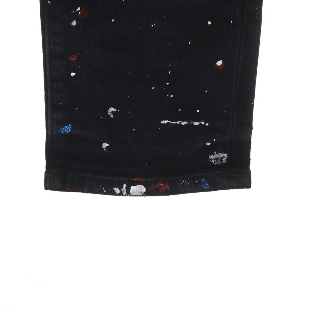 AMIRI(アミリ) MX1 PAINTED JEANS ダメージ加工 ペイント ラメ ストレッチ デニム スキニーパンツ ブラック